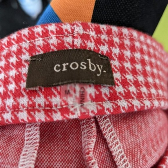 Crosby Red White flat panel front stretch houndstooth pants trousers Medium - Picture 5 of 6